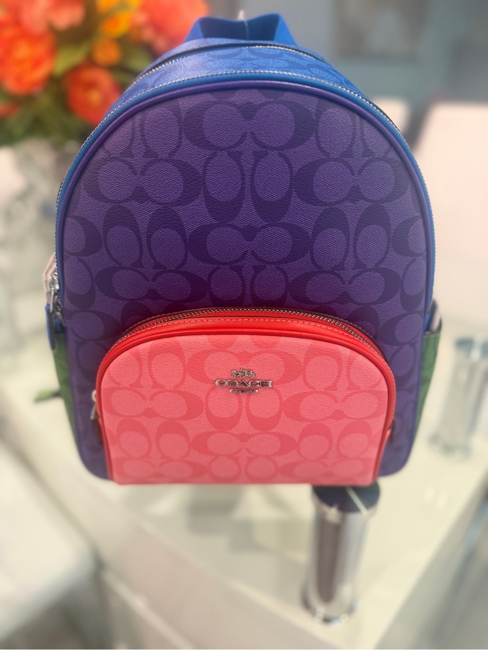 Coach Colorblock Mini Backpack in Purple & Pink